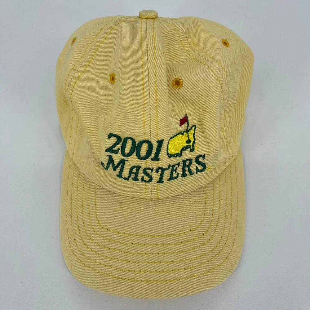 American Needle 2001 Masters Tournament Golf Hat Yellow Adjustable Strapback